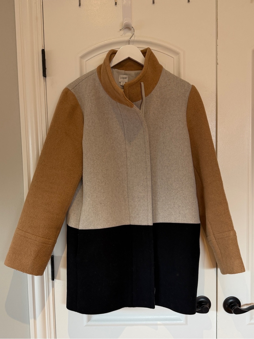 J. Crew Factory Wool Blend Coat in Camel, Light Gray & Black